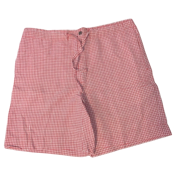 VTG 90s Bugle Boy Co. Red Gingham Print Zip & Drawstring Waist Shorts Women's M - Picture 1 of 6